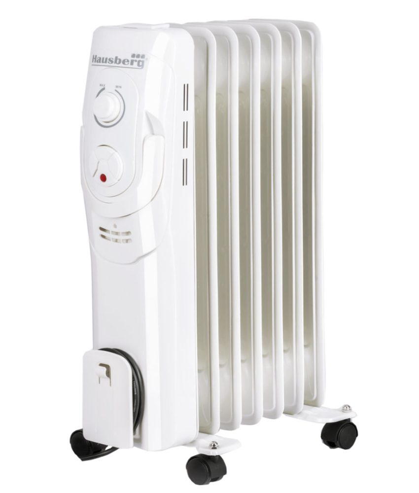 Calorifer electric Hausberg HB-8900AB, 1500 W, 7 elementi, 3 nivele de putere, termostat reglabil