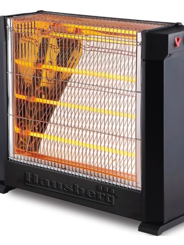 Radiator quartz Hausberg HB 8800, 2200 W, 4 tuburi quartz, 2 trepte putere, termostat reglabil