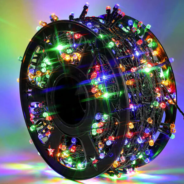 Rola Instalatie de Craciun, 85m, 8 jocuri de lumini, Multicolor Protectie Apa, IP 44