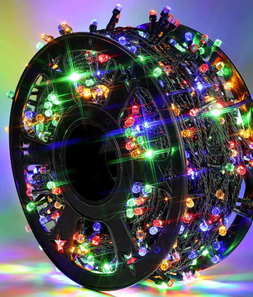 Rola Instalatie de Craciun, 85m, 8 jocuri de lumini, Multicolor Protectie Apa, IP 44