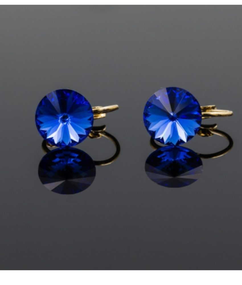 Cercei placati cu aur de 18k si cristal albastru/roz/alb/rosu, swarowski + Cadou bentita de par cu burete, de catifea!