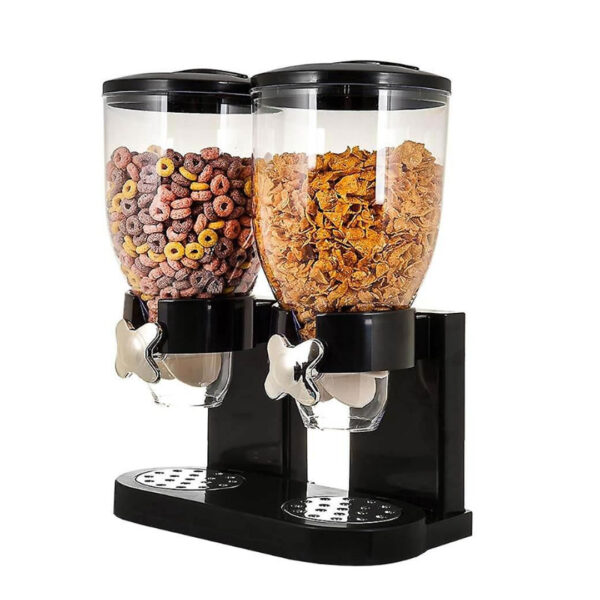 Dispenser pentru cereale, dublu, 2x2 litri, alb sau negru