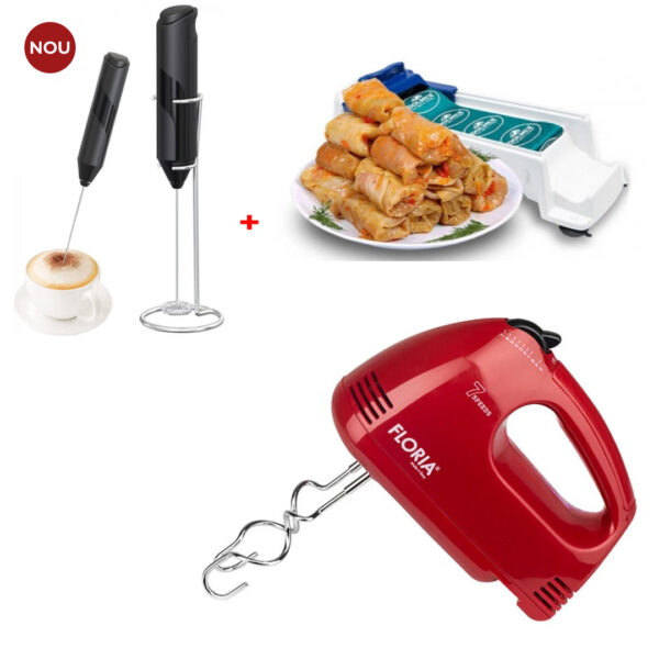 Pachet bucatarie! Mixer Electric cu 7 Viteze Zilan ZLN7567 + Aparat de facut sarmale dolmer + Aparat pentru Spumarea Laptelui, Otel Inoxidabil