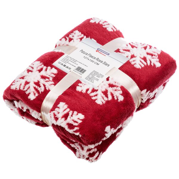 Patura fleece Heinner HR-BLKT127-SRED, Rosie Stars cu blanita