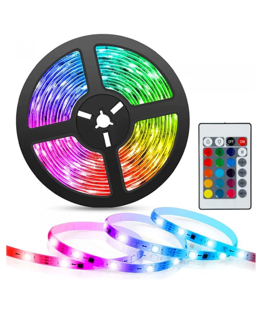 Banda LED multicolor, lungime 5 metri, controller, telecomanda si sursa de curent inclusa