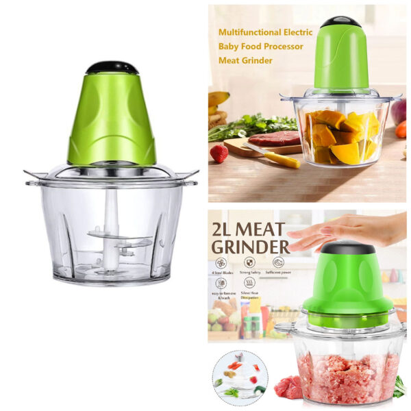 Chopper Electric, Toaca Legume/Fructe/Carne, Capacitate 2l, 4 lame Inox