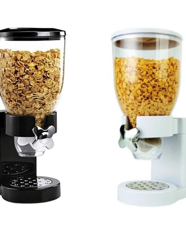 Dispenser cereale simplu, Negru/Alb