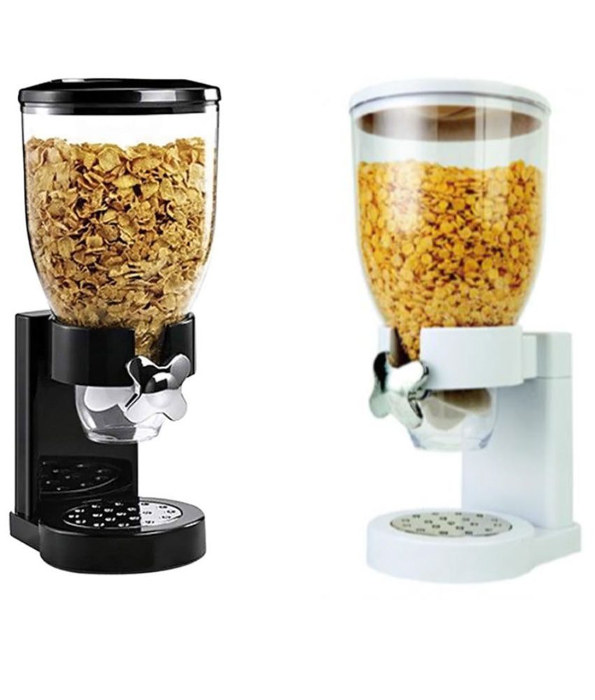 Dispenser cereale simplu, Negru/Alb