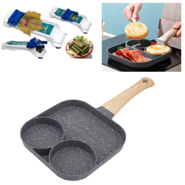 Tigaie antiaderenta cu 2 compartimente si zona de grill, material aliaj de aluminiu + Aparat de rulat sarmele, Dolmer