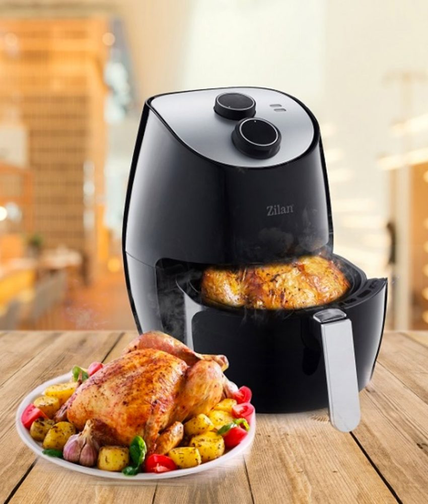 Friteuza Air Fryer, ZILAN ZLN-3598, Negru 1350 W, Capacitate 2.6 L, Timer 30 min + cadou Set 5 ustensile de bucatarie, Vanora Home