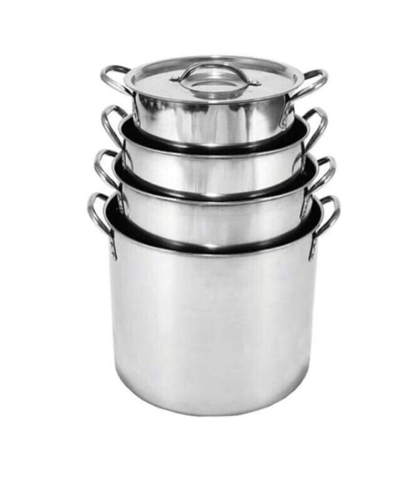 Set 4 Oale Inox Cu Capace, Stock Pot, capacitate 4l, 5l, 6l, 10l, Cu Manere De Prindere