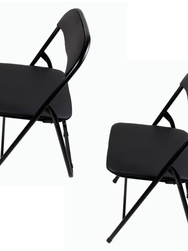 Set 2 scaune pliante pentru gradina sau interior, tapitat negru pliant / DSY 1115