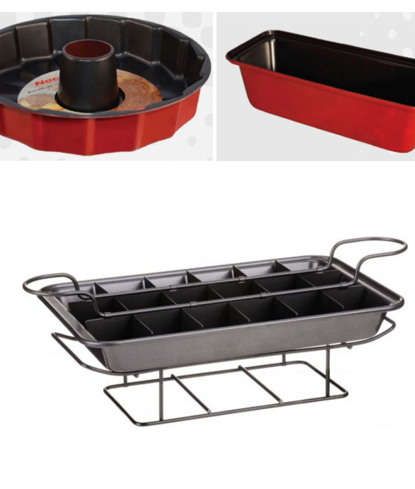 Tava prajituri Perfect Brownie cu accesorii + Tava con teflonata 22cm + Tava cozonac 25x13cm