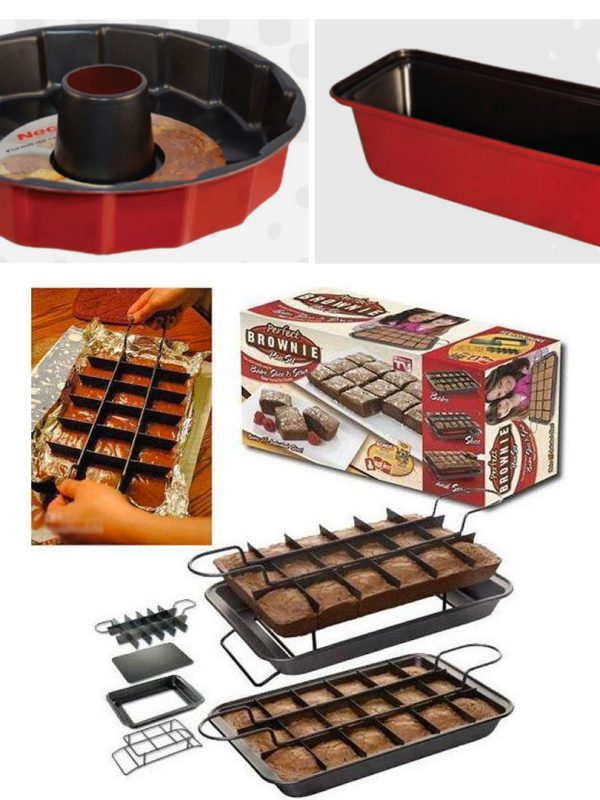 Tava prajituri Perfect Brownie cu accesorii + Tava con teflonata 22cm + Tava cozonac 25x13cm