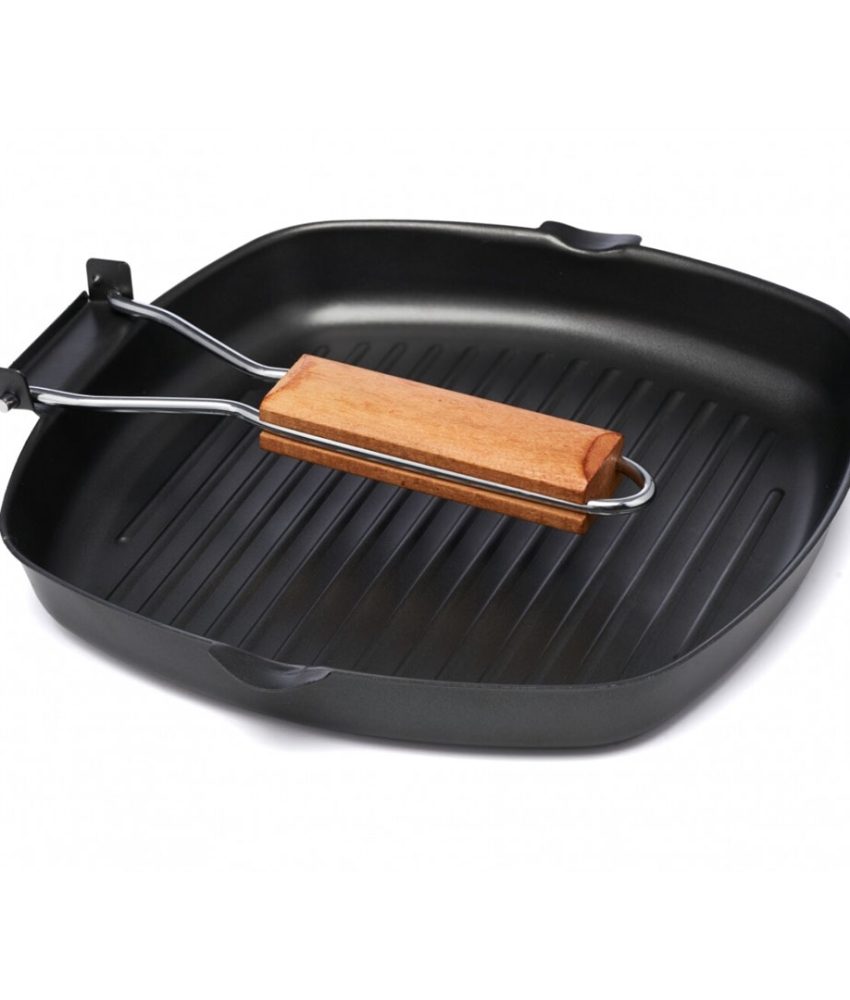 Tigaie grill + Tigaie teflonata Delis + Cratita cu 2 manere + Cadou Fata de masa Jakar alba pentru 6 persoane