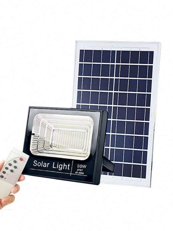 Proiector profesional cu panou solar separat ,120W LED cu telecomanda si rezistenta IP67