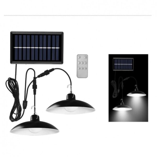 Set 2 Lampi Solare IP65, Telecomanda, Panou Solar Cu Fixare In Pamant/Prindere In Perete, Lumina Alb Rece XF-707-2