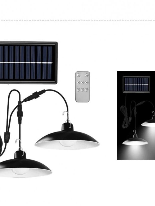 Set 2 Lampi Solare IP65, Telecomanda, Panou Solar Cu Fixare In Pamant/Prindere In Perete, Lumina Alb Rece XF-707-2