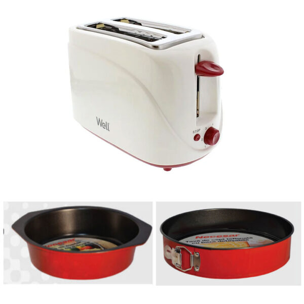 Prajitor de paine Well Tidbit 700W 6 niveluri de rumenire + tava teflonata cu baza detasabila + tava teflonata cuptor cu manere