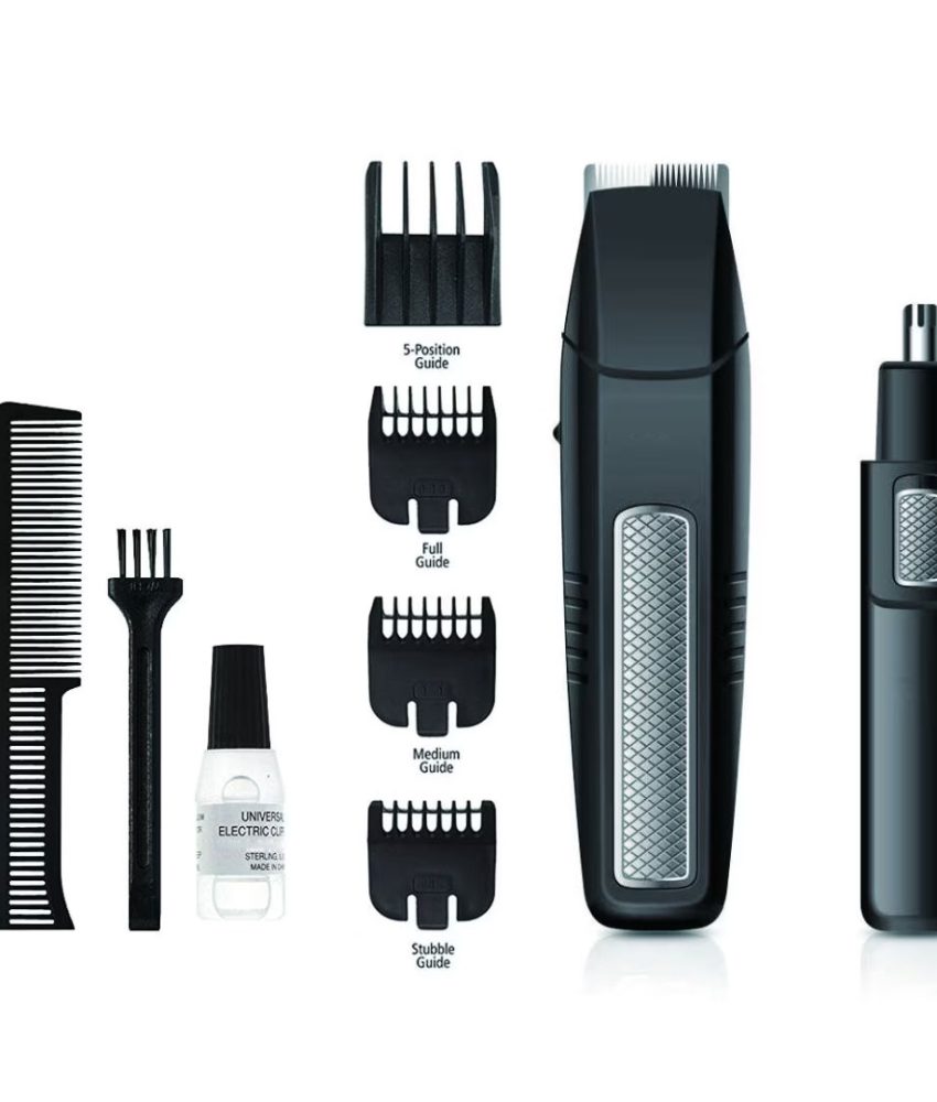 Trimmer  Well Groovy pentru nas, urechi, barbie, mustata, sprancene, cu baterie AA, lame inox, accesorii incluse