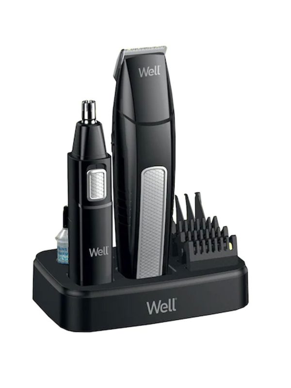Trimmer  Well Groovy pentru nas, urechi, barbie, mustata, sprancene, cu baterie AA, lame inox, accesorii incluse