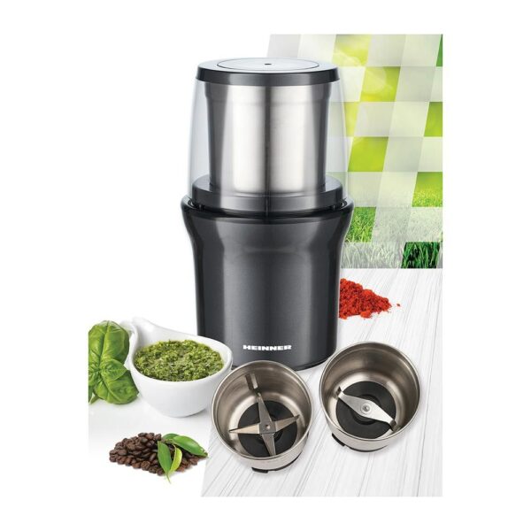 Rasnita electrica Heinner HCG-200DGIX2,rasnire umeda si uscata, 200 W, 70 G, Inox