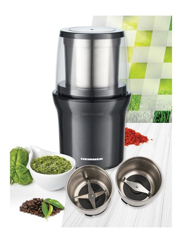 Rasnita electrica Heinner HCG-200DGIX2,rasnire umeda si uscata, 200 W, 70 G, Inox