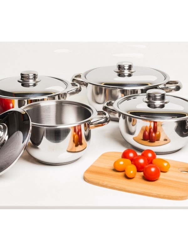 Set 4 Oale Inox Cu Capace, Manere De Prindere, Soup Pot