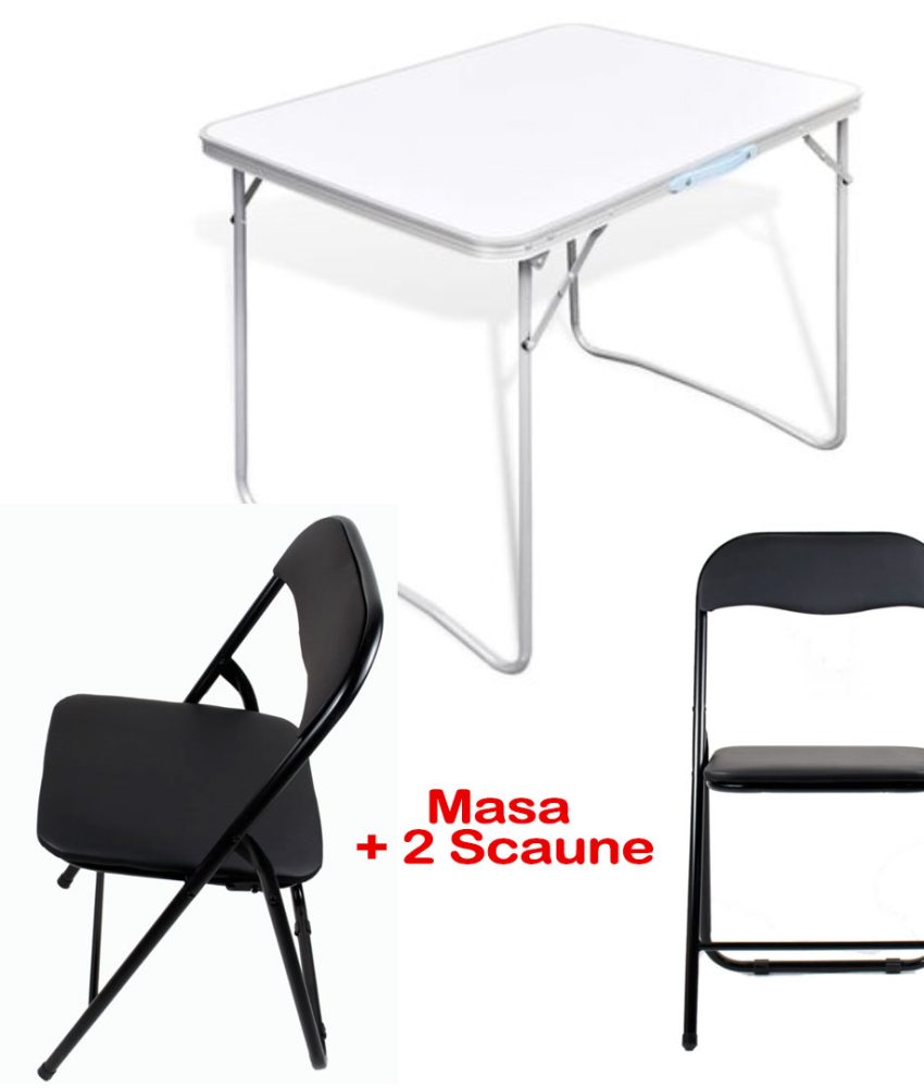 Set Camping Masa pliabila aluminiu, mdf, 70x50cm + 2 Scaune pliabile DSY 1115
