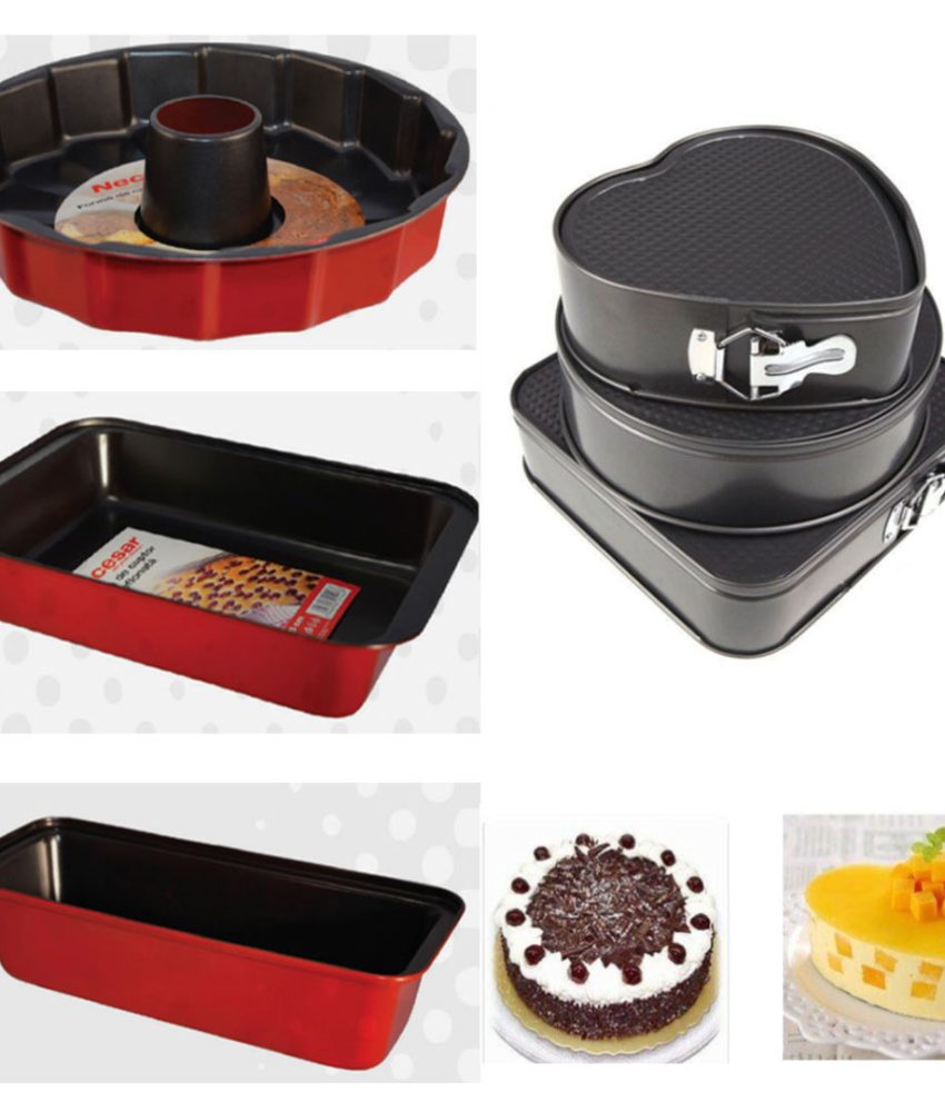 Set 6 tavi pentru pregatirile de Paste: 3 Forme Pentru Prajituri, Cu Baza Detasabila Si Forme Diferite + forma de copt con+tava cuptor, tava cozonac