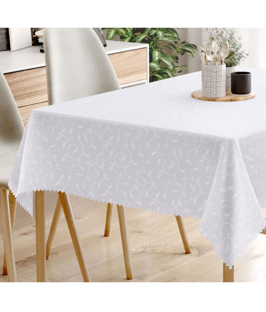 Set 6 farfurii platou portelan alb, 25cm + Cadou Fata de masa Jaquard, alba, pentru 6 persoane, 150x220cm