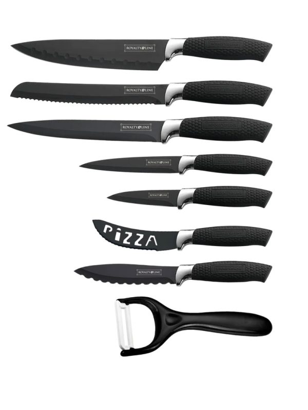 Set de 8 piese cutite elvetiene cu acoperire ceramica Royalty Line, RL-BLK7-W