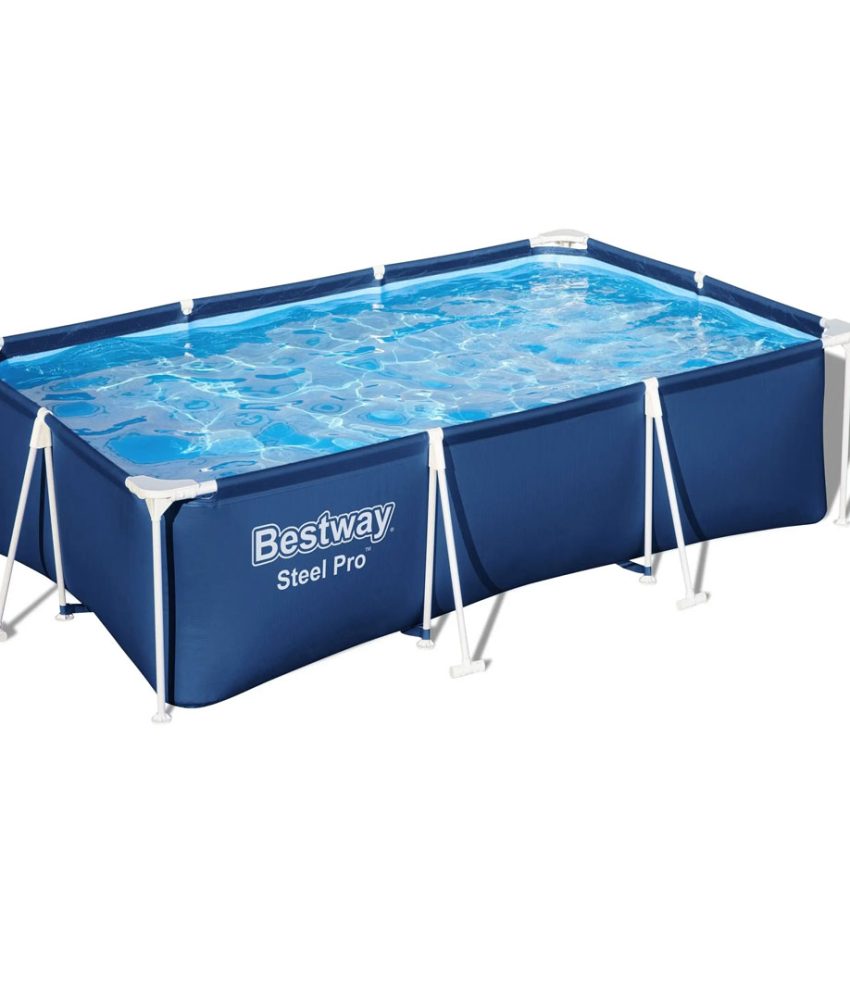 Piscina dreptunghiulara, 300x201x66cm, cadru metalic, albastra