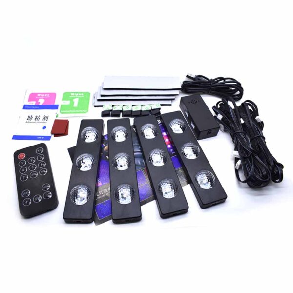 Set lumini ambientale auto  de interior Starlight RGB cu telecomanda - HUS 207-2