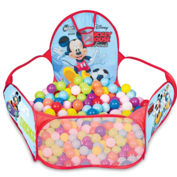 Centru de joaca 2 in 1, model Disney, 20 de bile incluse, cos de baschet, 120x102x72cm