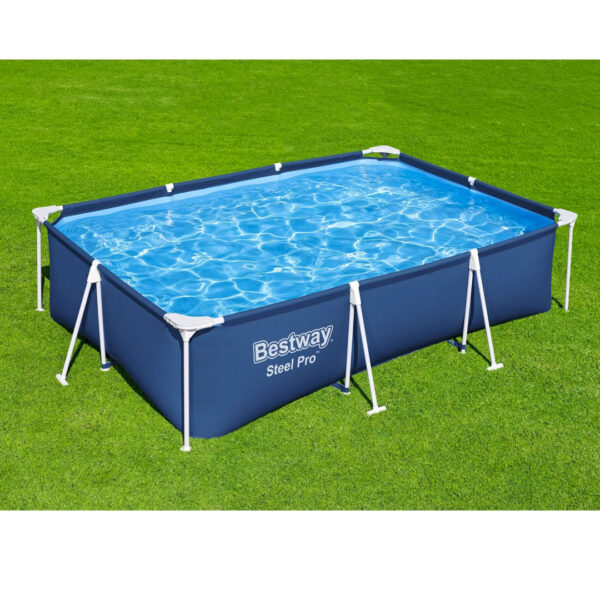 Piscina dreptunghiulara, 300x201x66cm, cadru metalic, albastra
