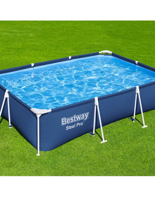 Piscina dreptunghiulara, 300x201x66cm, cadru metalic, albastra