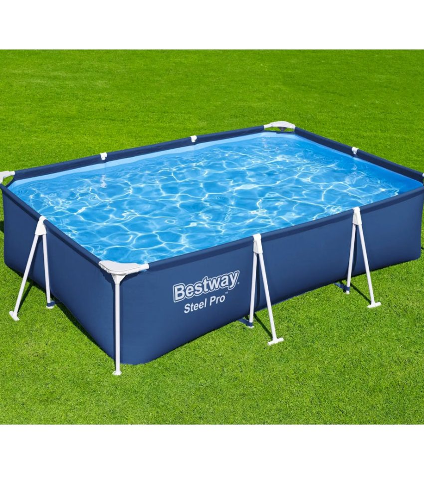 Piscina dreptunghiulara, 300x201x66cm, cadru metalic, albastra