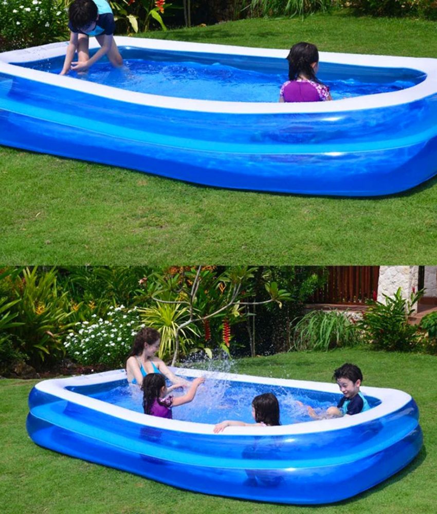 Piscina gonflabila JRH, 2 inele Family Pool, dreptunghiulara, 201x150x51cm + Lada frigorifica portabila 24l