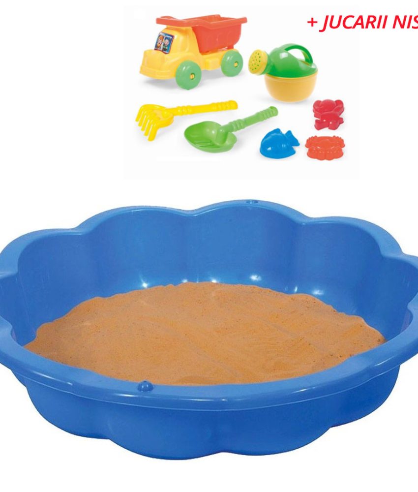 Cutie scoica pentru nisip, 76x20cm + Cadou Set jucarii pentru nisip cu basculanta si stropitoare Regency, 7 piese