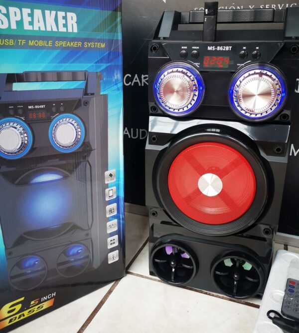 NOU! Boxa Portabila MS-862BT cu efecte de lumina led in jurul difuzoarelor,70 cm , Bluetooth, 100W, Radio FM, Leduri, USB,Microfon