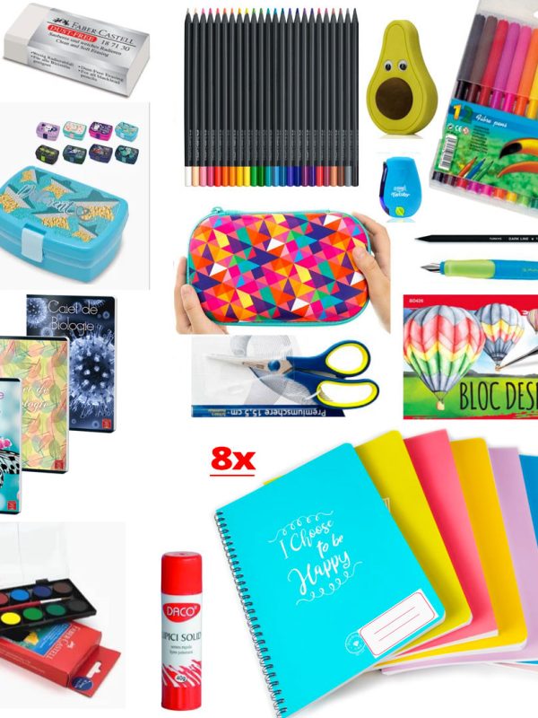 Set complet rechizite scolare, 24 piese, pentru elevi clasele 1-4