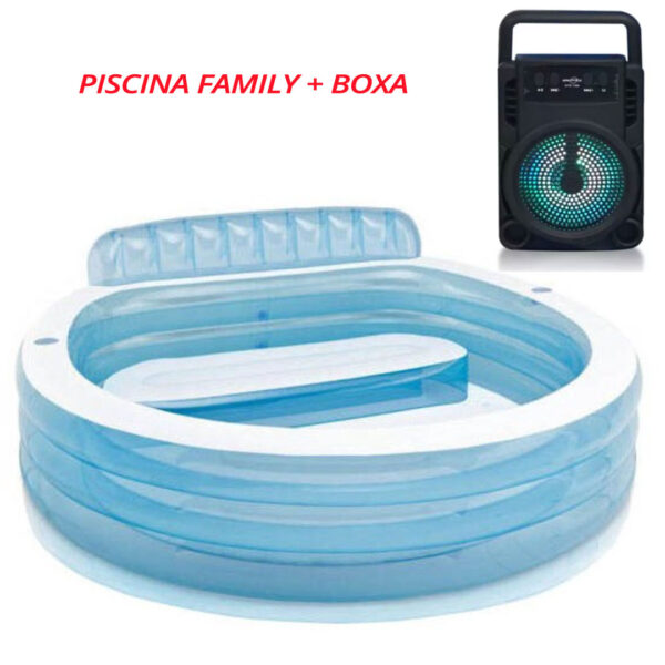 Piscina gonflabila Family, Intex Swim Center 57190NP, 229 x 218 x 79 cm + cadou Boxa bluetooth