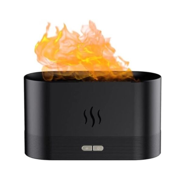Difuzor aromaterapie si umidificator aer cu design flacara falsa,telecomanda si temporizator,180 ml