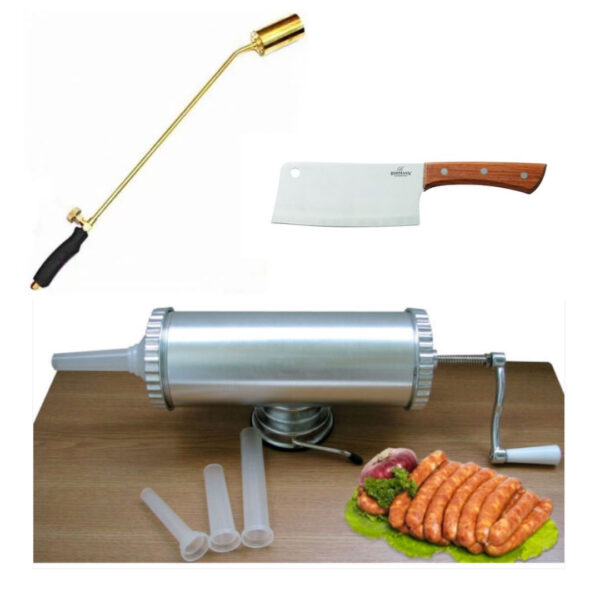 Arzator Porc Pe Gaz 65 Cm + Satar lama inox + Aparat de facut carnati inox, 1,5 kg, 3 tulumbe