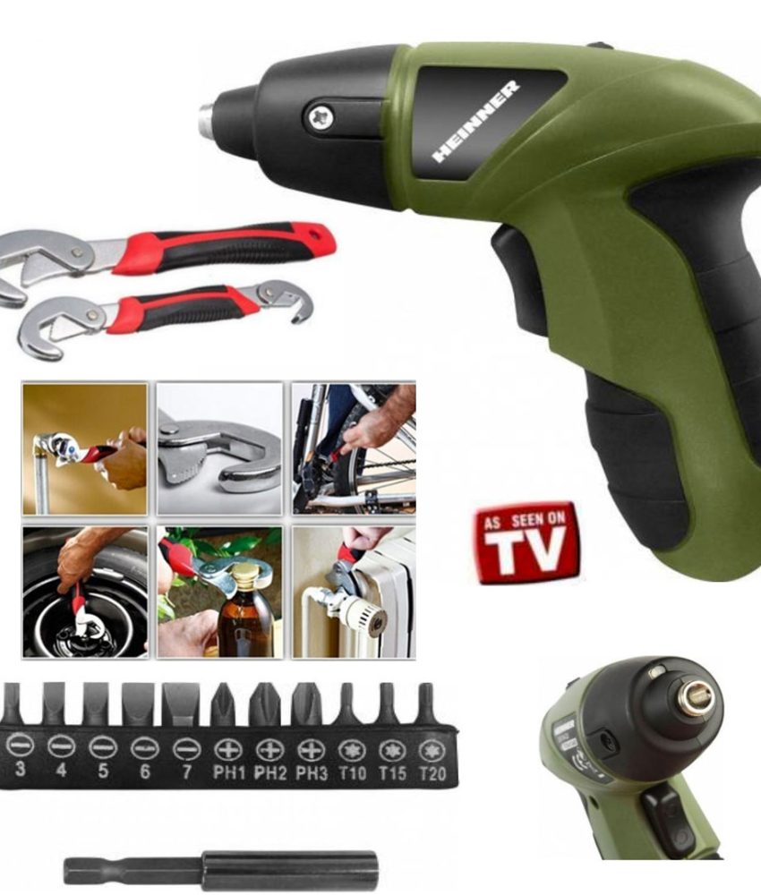 Bormasina electrica Heinner ACM  3.6V LI-ION, Usb, acumulator si lumina + 11 biti + Set 2 Chei Universale Snap n Grip!