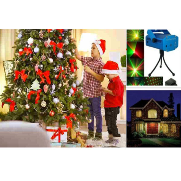 Brad 1,80 m complet impodobit + Suport + Instalatie luminoasa + Proiector laser cu joc de lumini multicolore!
