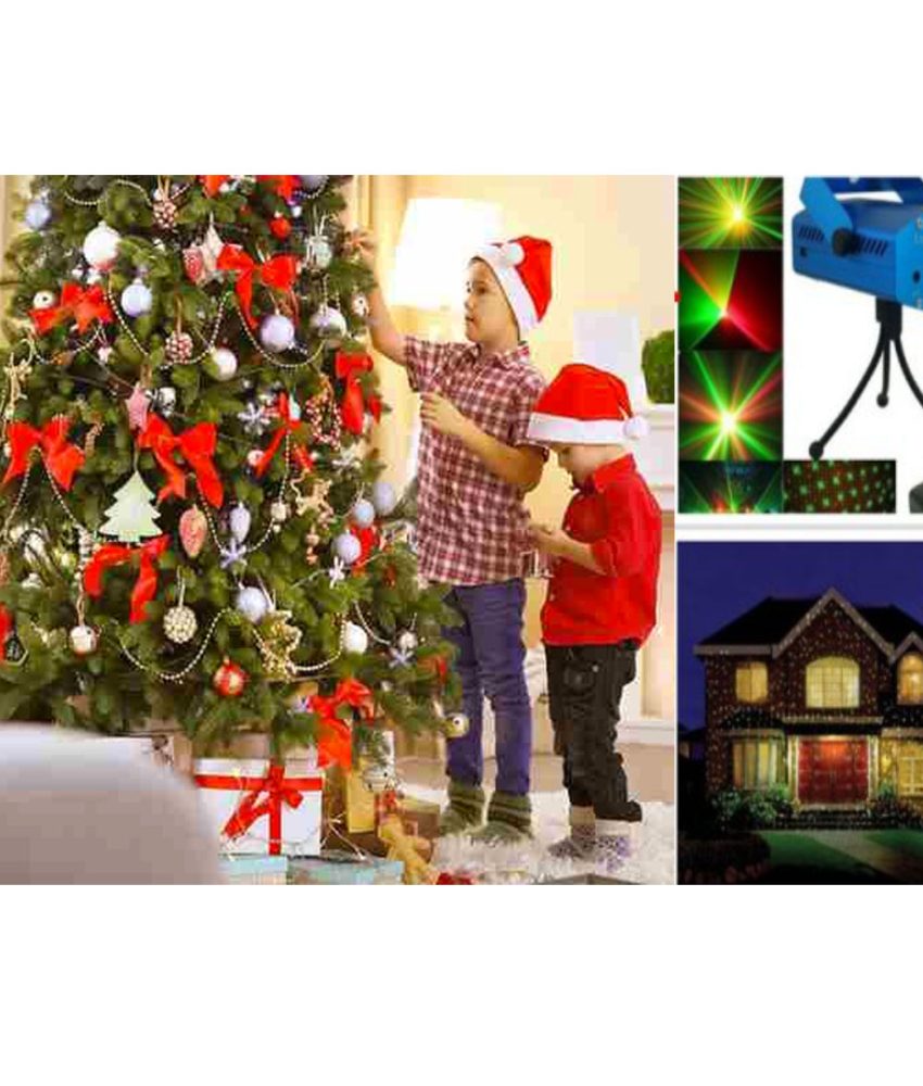 Brad 1,80 m complet impodobit + Suport + Instalatie luminoasa + Proiector laser cu joc de lumini multicolore!