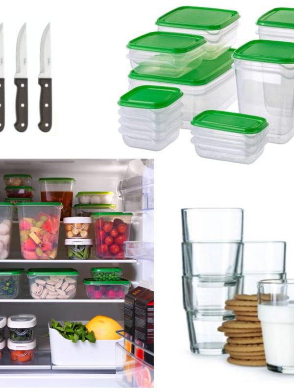 Set 17 caserole + capace, dimensiuni si forme diferite + Set 6 Pahare sticla + CADOU set 3 cutite inox!