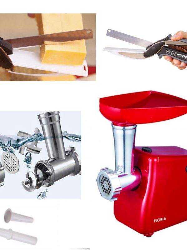 Masina De Tocat Carne Victronic MG5002, Rosu/Negru, Putere 1200W, Accesorii Umplut Carnati, Functie Revers,1.6kg/Min + CADOU Clever Cutter, Cutit universal 2 in 1, profesional